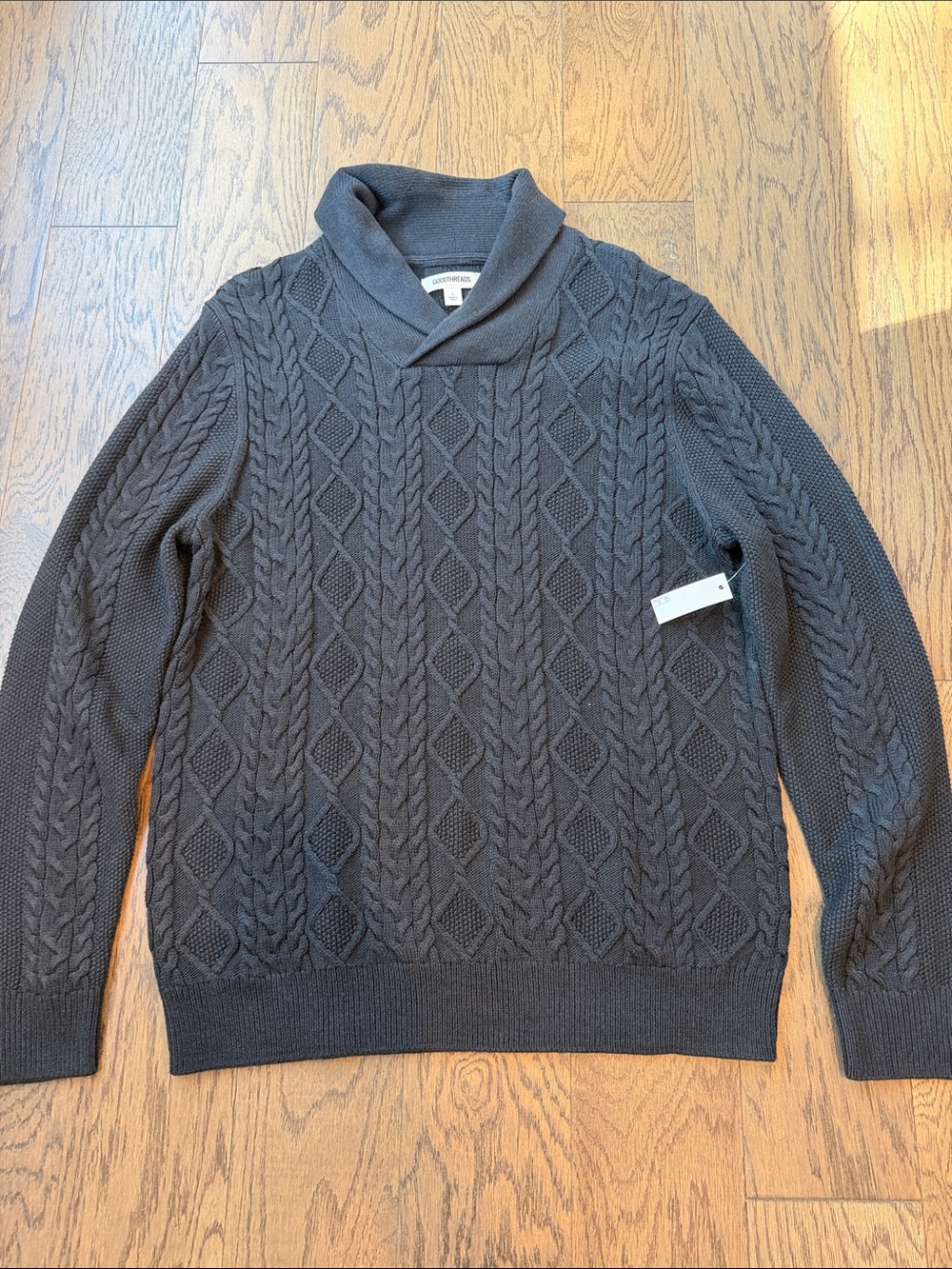 Goodthreads Men's Cable Knit Turtleneck Sweater - Black